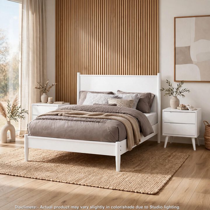 3pc King Bedroom Set, White Wood, 2 Nightstands
