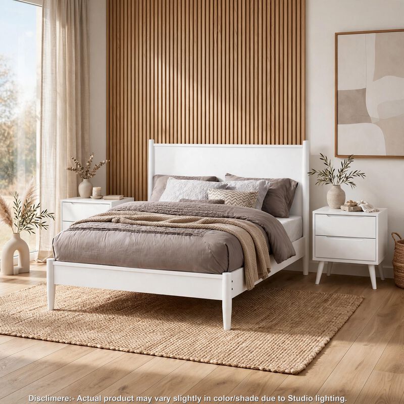 3pc King Bedroom Set, White Wood, 2 Nightstands image number 1