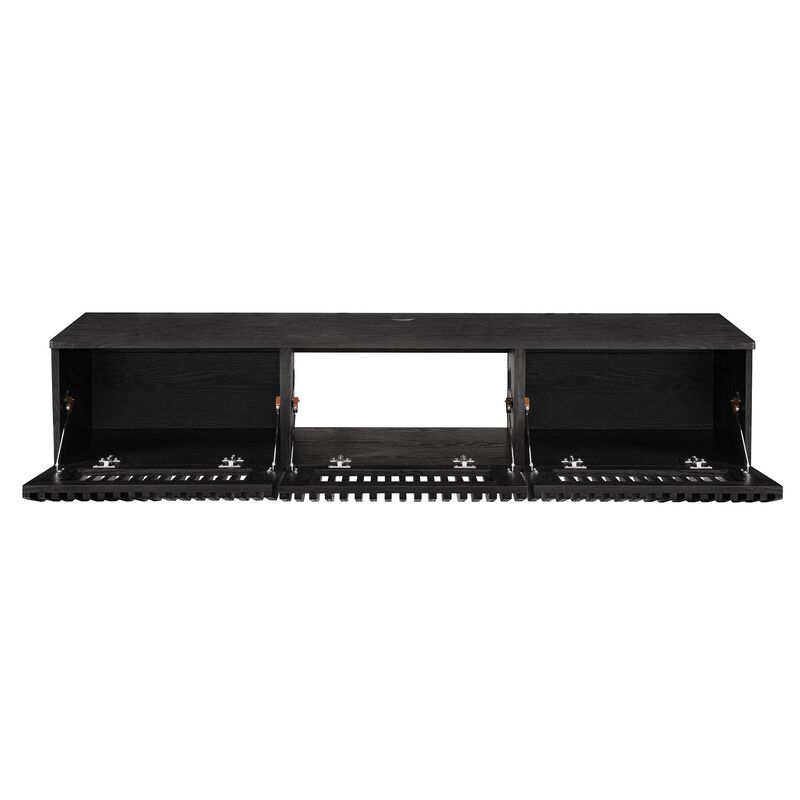 Modway Vaughn 64 Inch Wall Mounted TV Stand in Ash - Floating Entertainment Center with Storage - Mid Century Modern Low Profile Media Cabinet for Wall image number 7