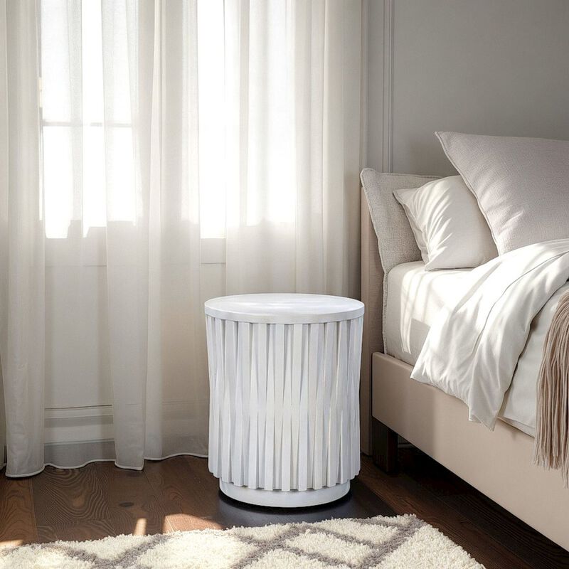 Carolina Chair & Table Hatteras Hi-Lo Vertical Slats Accent Table - Whitewash