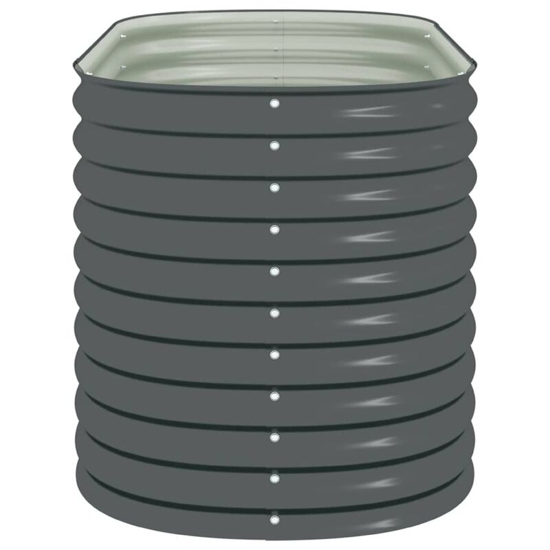 Eline Outdoor Raised Garden Bed, Gray Steel, Ribbed Design, 63 Inch image number 3
