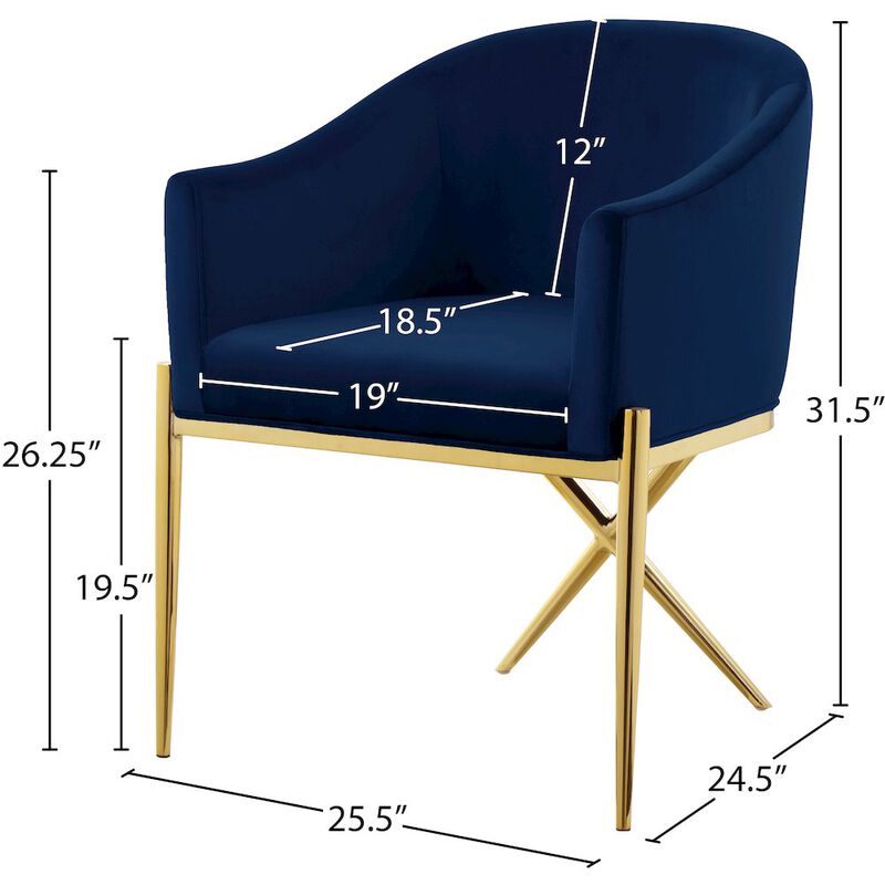 Meridian Furniture Xavier Navy Velvet Dining Chair