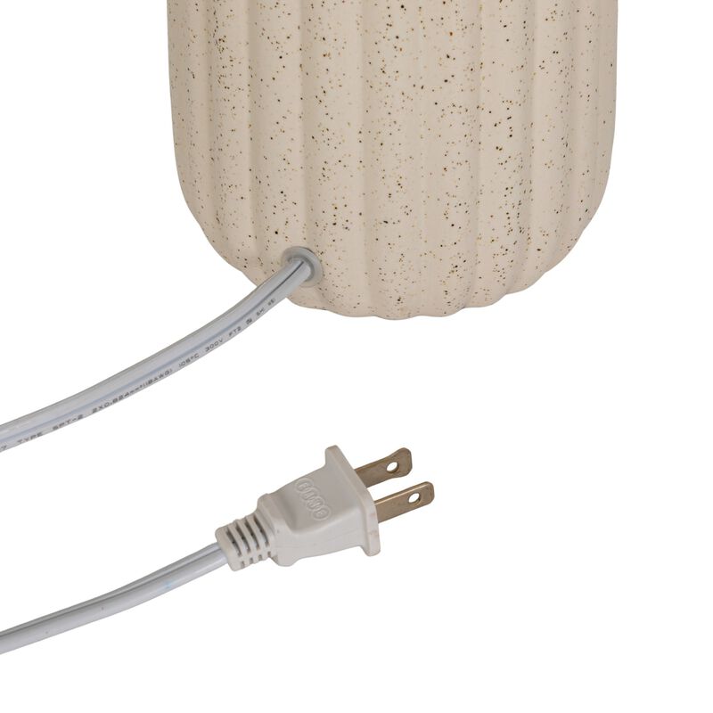 Stoneware Table Lamp with Ribbed Linen Shade image number 6