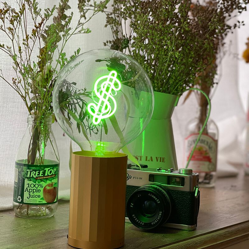 Bulb DOLLAR Green with Base Table Lamp PORTABLE Pop image number 4
