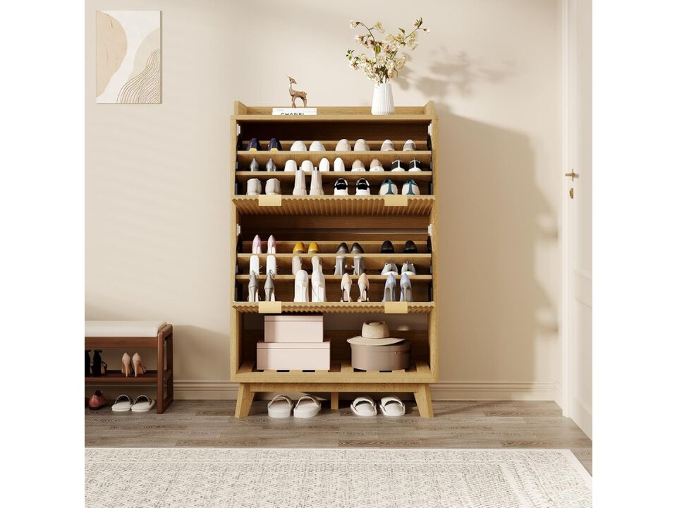 Slim Entryway Shoe Storage Cabinet Flip Drawer Adjustable Shelves 48 Inch