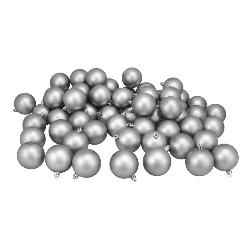 60ct Gray Shatterproof Matte Christmas Ball Ornaments 2.5" (60mm)