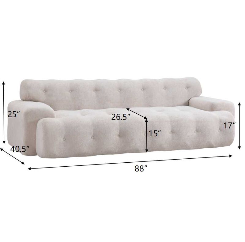 Christopher Knight Home Alderman 88'' Modern 3-Seater Upholstered Tufted Sofa