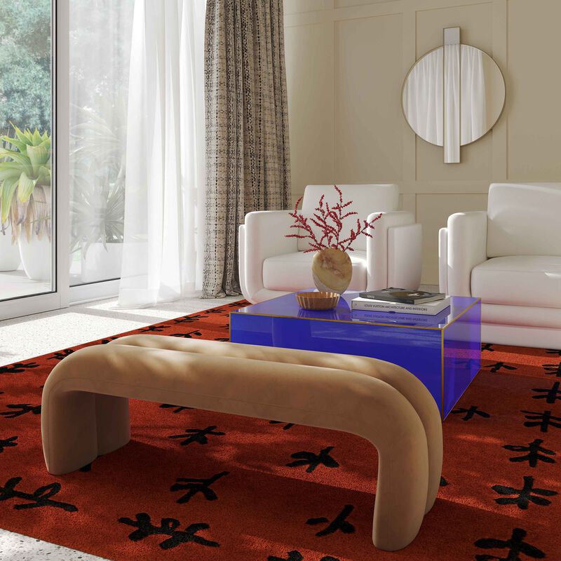 Leigh Cream Velvet Channeled Bench