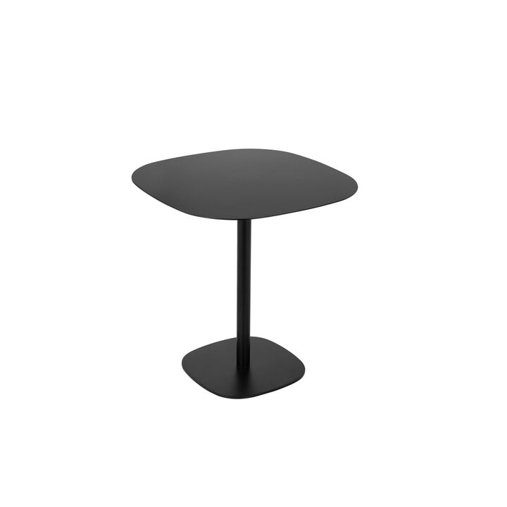 Liki 28 Inch Bistro Dining Table, Round Top and Base, Modern Black Metal