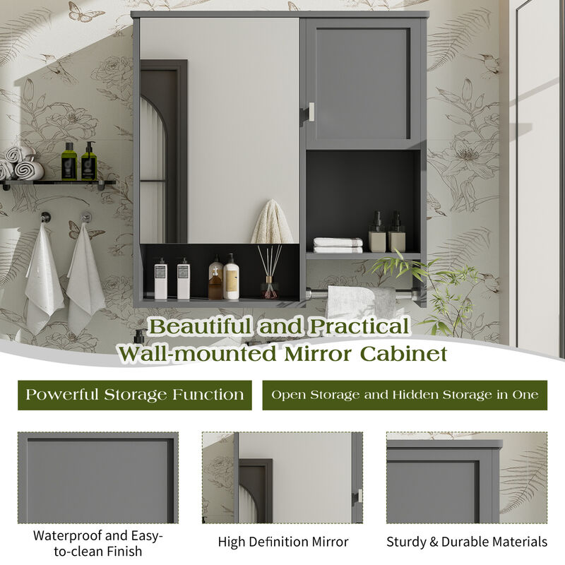 ELEMENT ACE Modern Wall Mounted Bathroom Medicine Cabinet with Adjustable Shelves image number 7