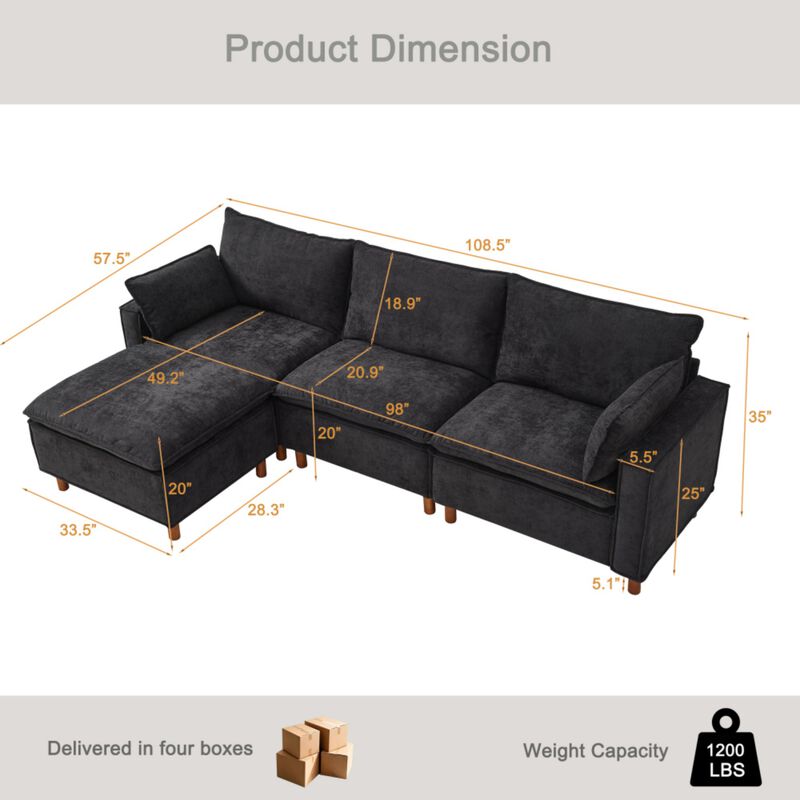 Medsmi Modular L-Shaped Sectional Sofa image number 9