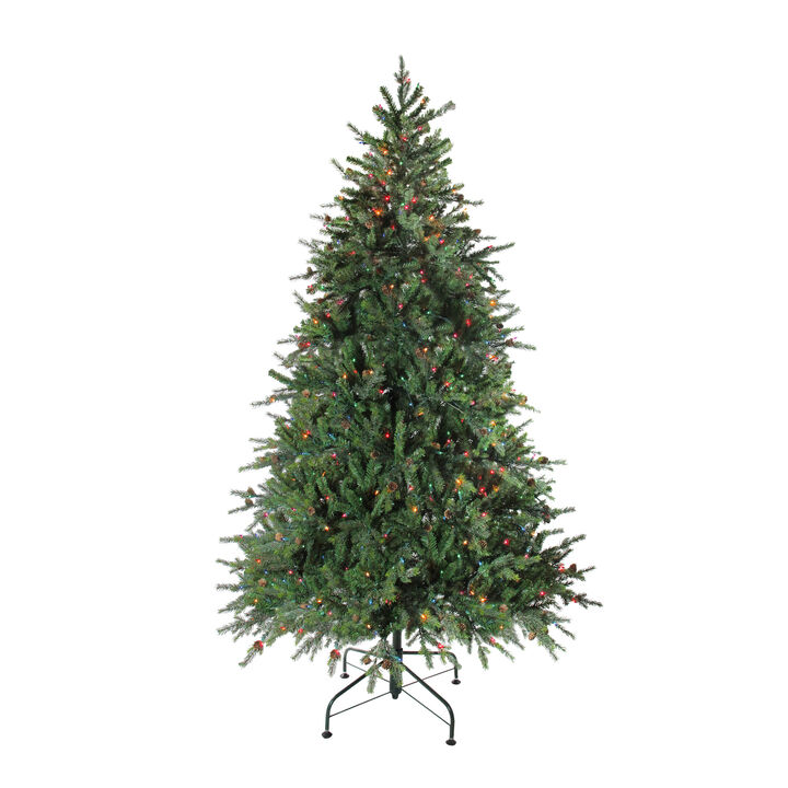 7.5' Pre-Lit Medium Hunter Fir Artificial Christmas Tree - Multicolor Lights