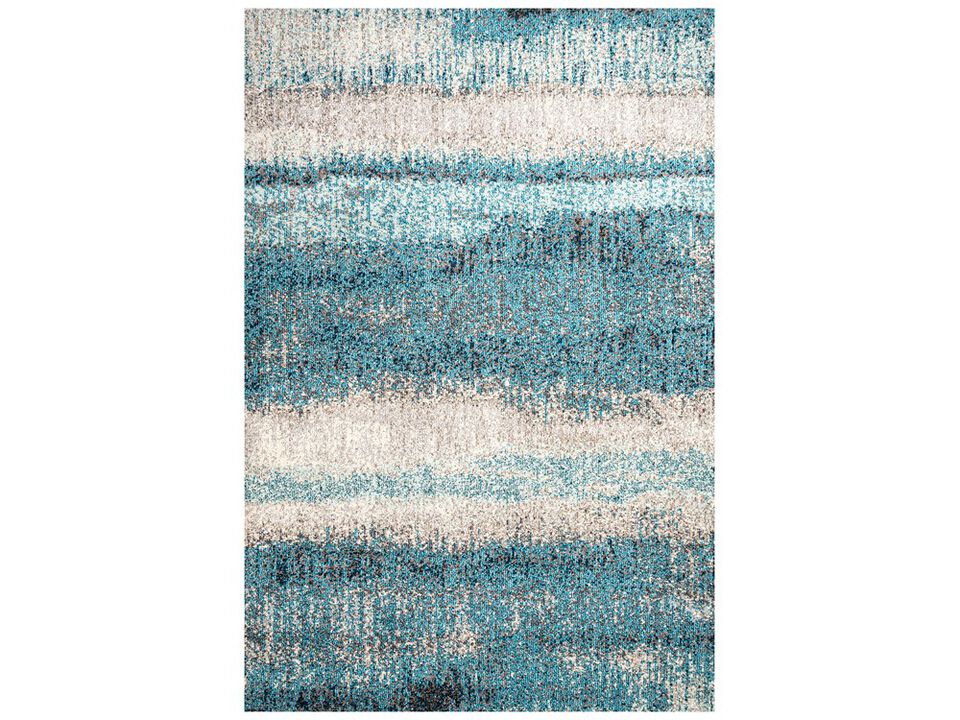 Contemporary POP Modern Abstract Vintage Cream/Turquoise 3 ft. x 5 ft. Area Rug