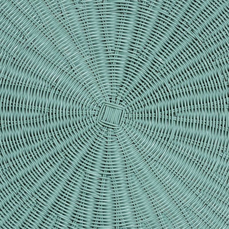 bali & pari Palm Bohemian Seafoam Green Scalloped Rattan Coffee Table