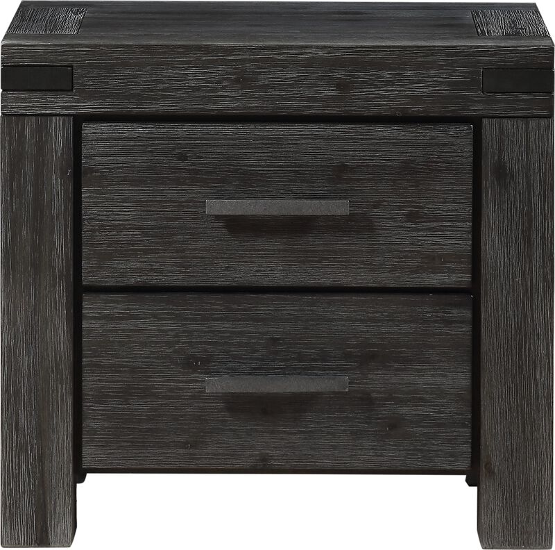 Meadow Solid Wood Two Drawer Nightstand in Graphite