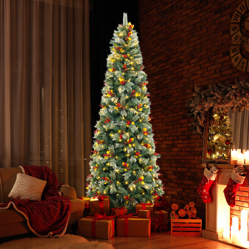 Pre-Lit Artificial Christmas Tree with PVC and Pine Needles