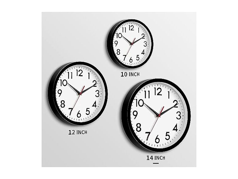 Black Wall Clock 14 Inch Silent Non Ticking Outdoor Battery Operated image number 2
