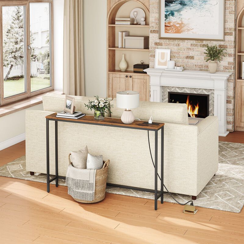 Slim Entryway Console Table with Power Outlets for Small Spaces image number 4