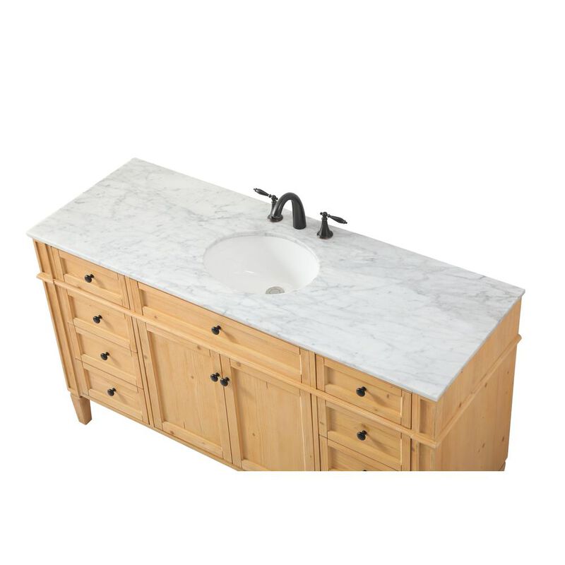 Elegant Kitchen and Bath 60 inch Single bathroom vanity in natural wood