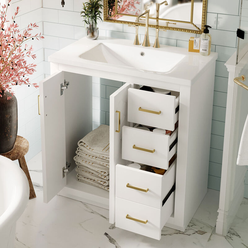 Merax Bathroom Vanity Cabinet with Undermount Ceramic Sink, 3 Drawers, Spacious Cabinet image number 4