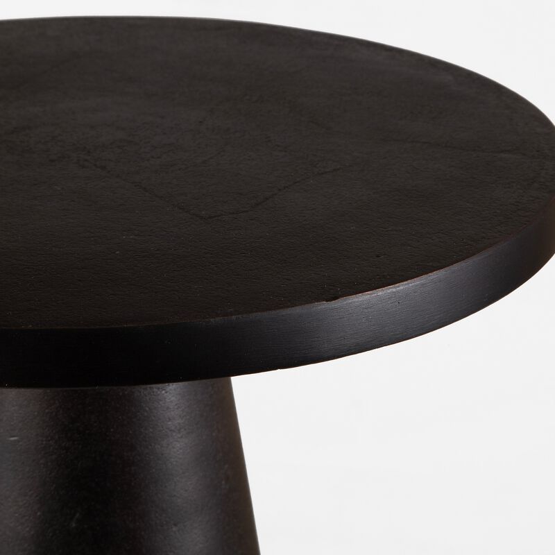20 Inch Round Accent Table, Tapered Round Pedestal, Dark Bronze Aluminum