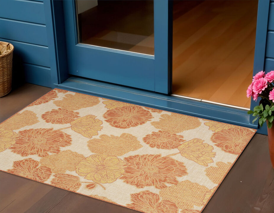 HomeRoots Floral Indoor Outdoor Area Rug