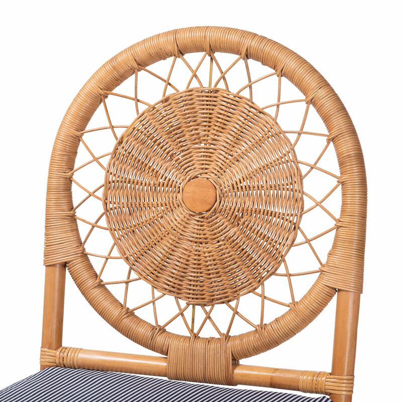 bali & pari Oberon Natural Rattan Counter Stool with Cushion - Handwoven Wicker Kitchen Island Seating with Sunburst Backrest image number 4