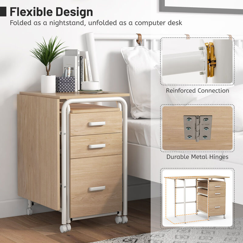 Folding Computer Laptop Desk Wheeled Home Office Furniture image number 3