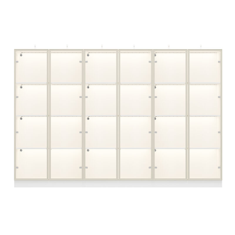 FUFU&GAGA 63 in. Tall White Wood Bookcase Bookshelf With 3-Color LED Lights and Tempered Glass Doors,(94.5" W x 63" H x 15.7" D), White