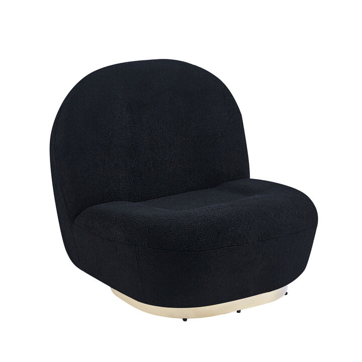 Modern Velvet Swivel Accent Chair, Swivel Barrel Chair with Gold Finish Stainless Steel Base