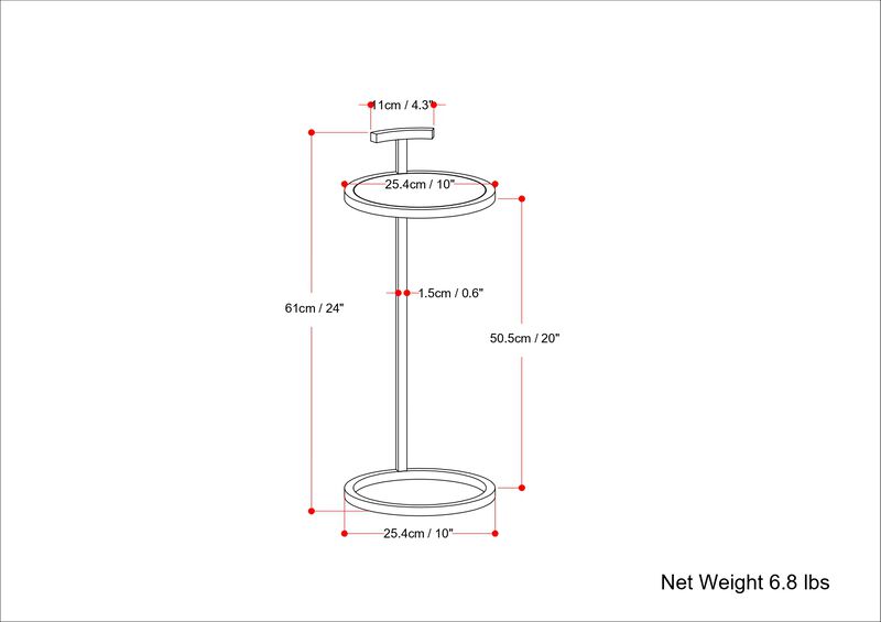 Brook Contemporary 10 inch Wide Metal C Side Table in White/Gold