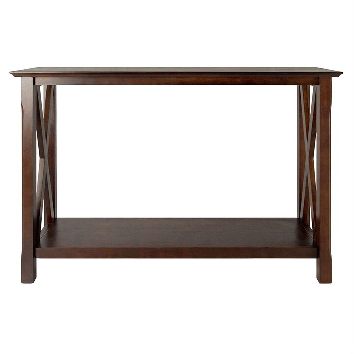 Wood Console Table with Bottom Shelf – Versatile Storage Table for Living Room or Office