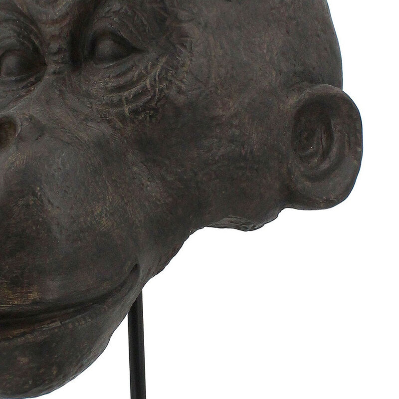 HomeRoots 16" Brown Resin Gorilla Face Tabletop Sculpture image number 3