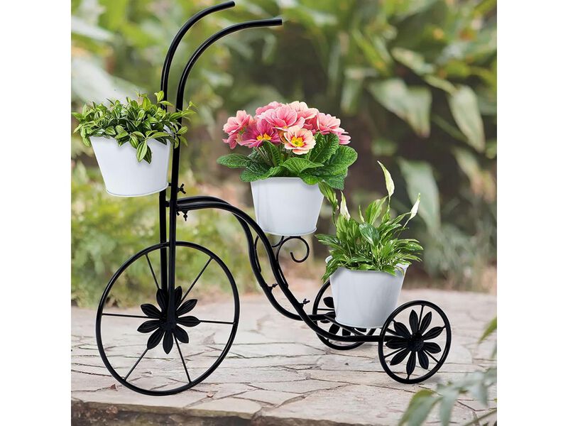 Metal Tricycle Planter, 3 Tier Floral Flower Plant Stand image number 5