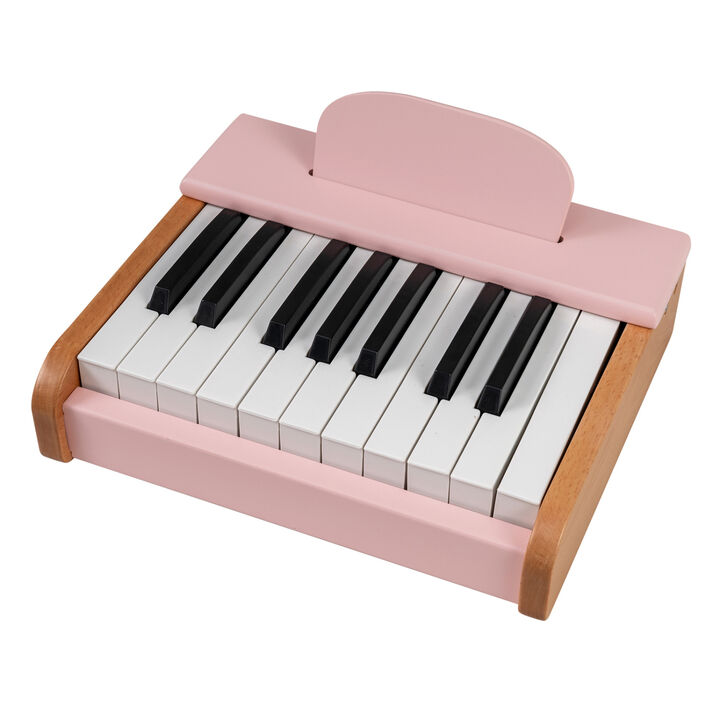 Wooden 18 Keys Piano for Children with Music Stand Removable