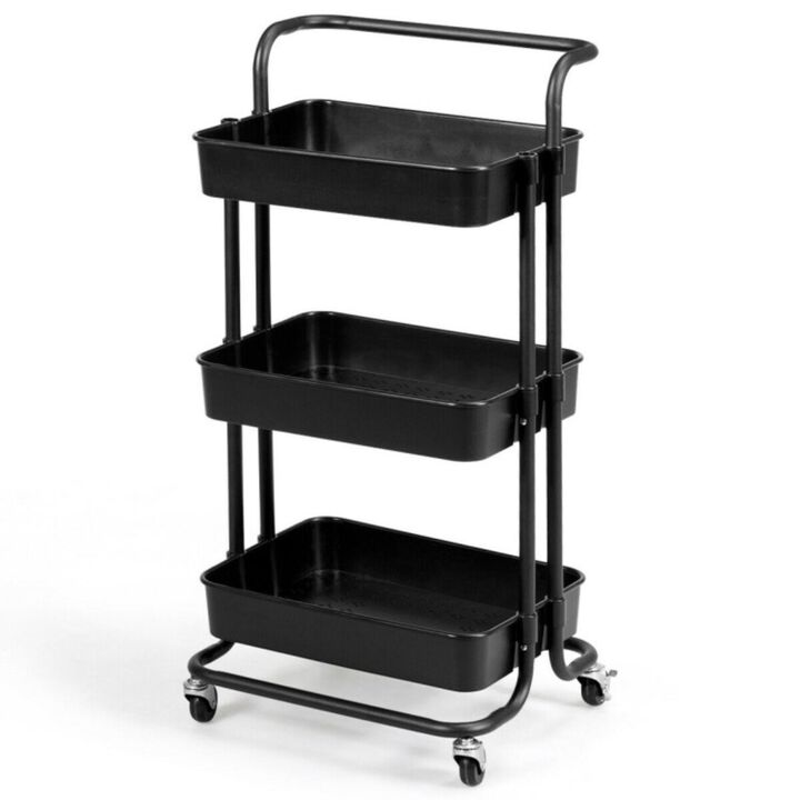 Hivvago 3-Tier Utility Cart Storage Rolling Cart with Casters