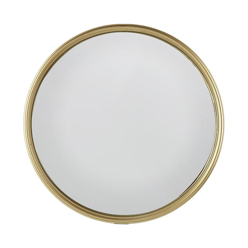 HomeRoots 10" Gold Round Iron Textured Framed Accent Mirror image number 0