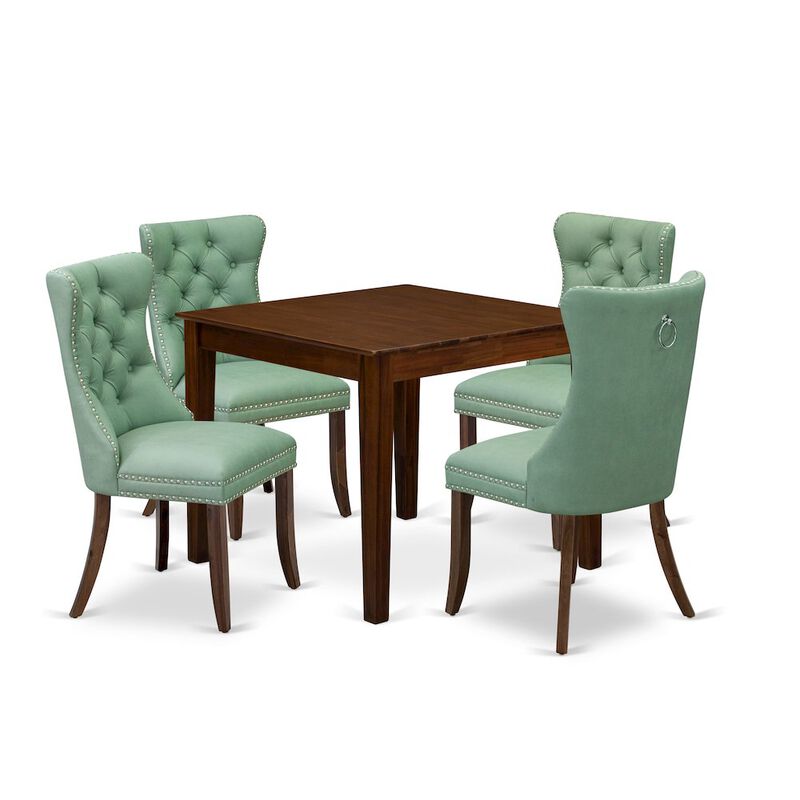 5 Piece Dining Room Furniture Set Consists of a Square Solid Wood Table