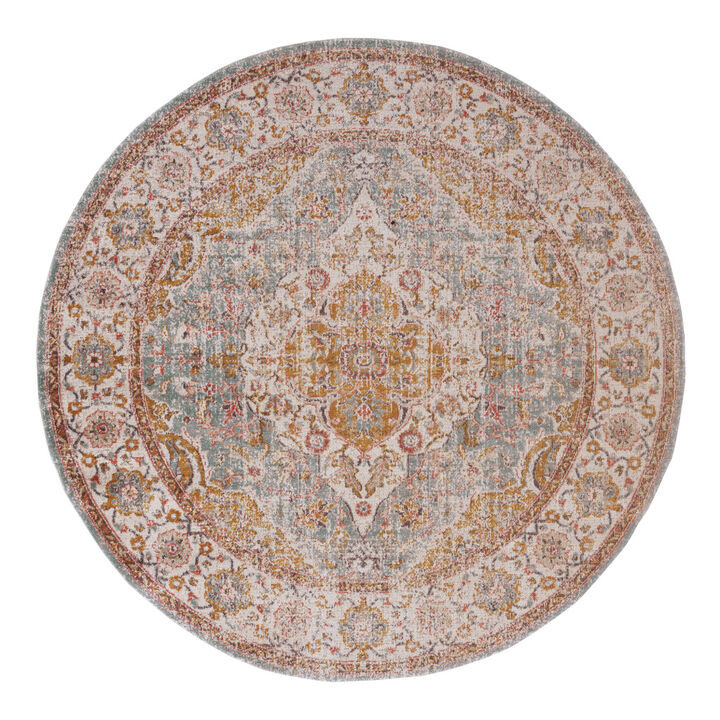 HomeRoots Oriental Distressed Round Rug