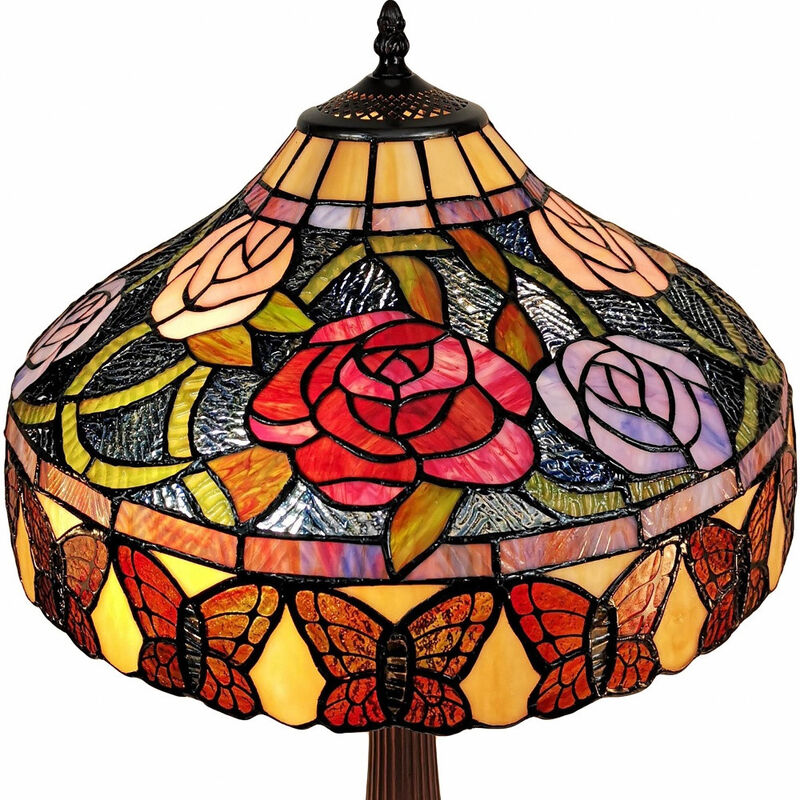 Hivvago 23" Dark Brown Metal Two Light Candlestick Table Lamp With Red and Black Shade