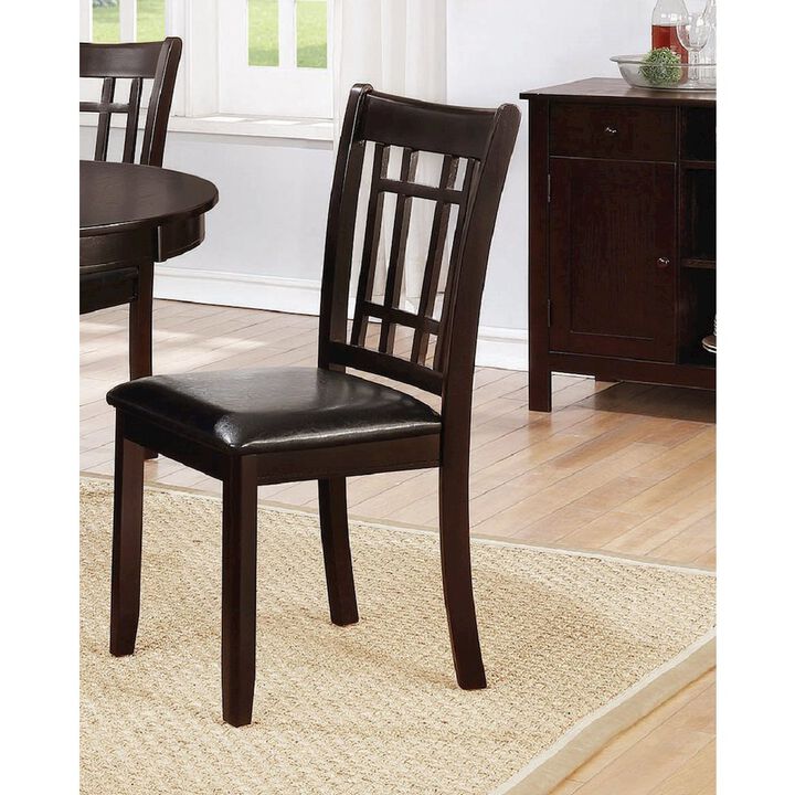 Simple Relax Set of 2 Dining Chairs with Padded Seat in Espresso and Black