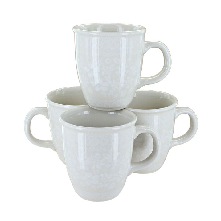 Blue Rose Polish Pottery Green Daisy 4 Piece Mug Set