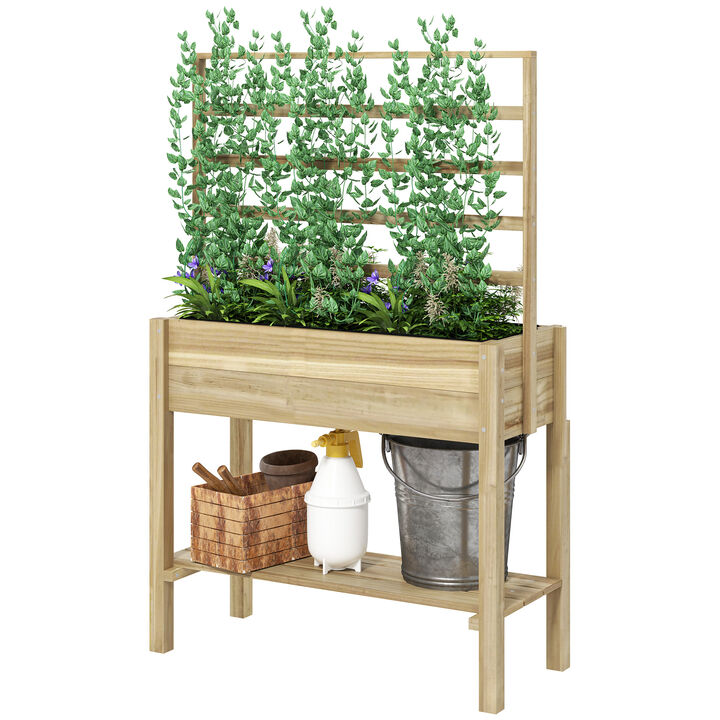 Hivvago Wooden Trellis Planter Box for Flowers and Herbs
