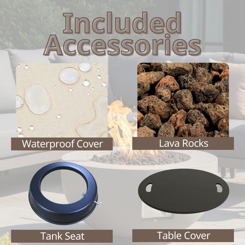 Girjil Outdoor Round Propane Fire Pit Table image number 4