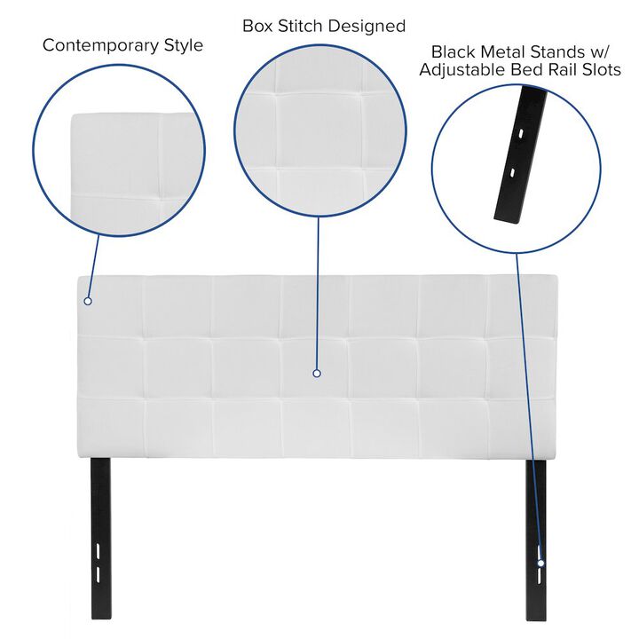 Flash Furniture Tufted Upholstered Full Size Headboard in White Fabric