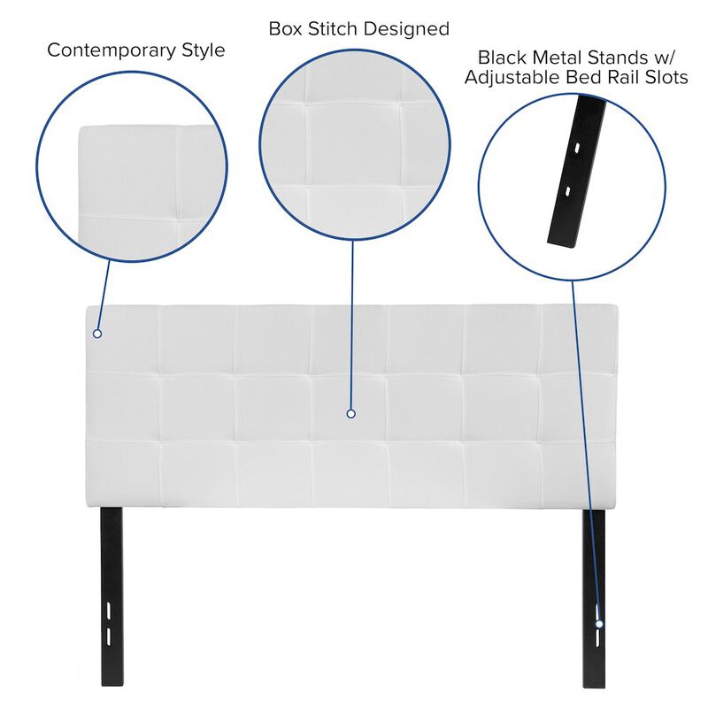 Flash Furniture Tufted Upholstered Full Size Headboard in White Fabric image number 1