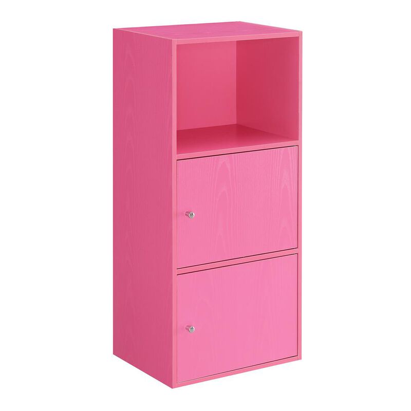Convenience Concepts Xtra Storage 2 Door Cabinet with Shelf, Pink