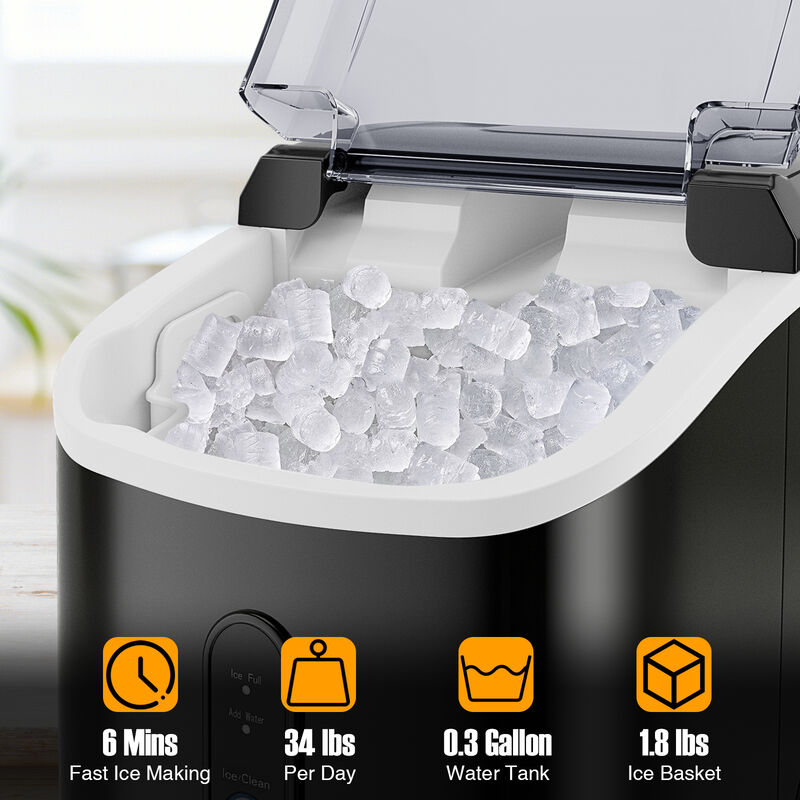 Countertop Nugget Ice Maker with Soft Chewable Pellet Ice for Home or Office Use