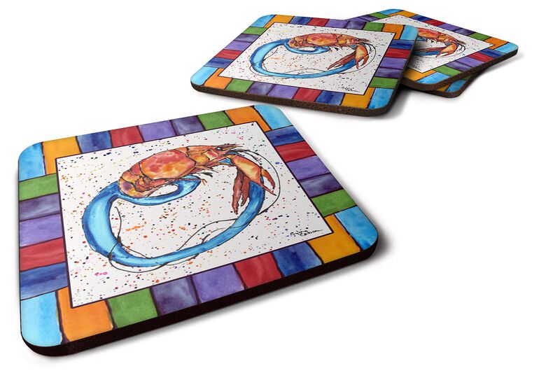 Caroline's Treasures 8438-OFC Beach and Seafood Foam Coasters (Set of 4), 3.5 H x 3.5 W, Multicolor