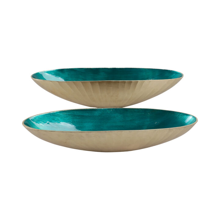 S/2 Oval Metal Bowl W/ Enamel